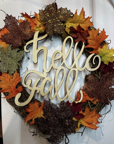 HELLO FALL WITH SPARKLE LEAVES WREATH